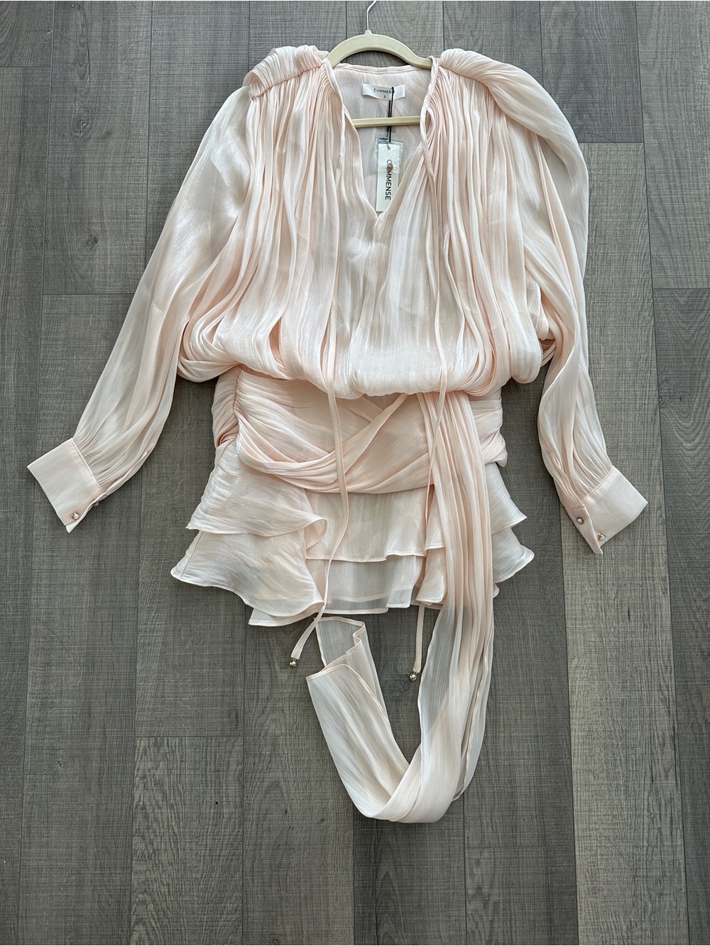 Bubble tulle tie dress Pale Pink